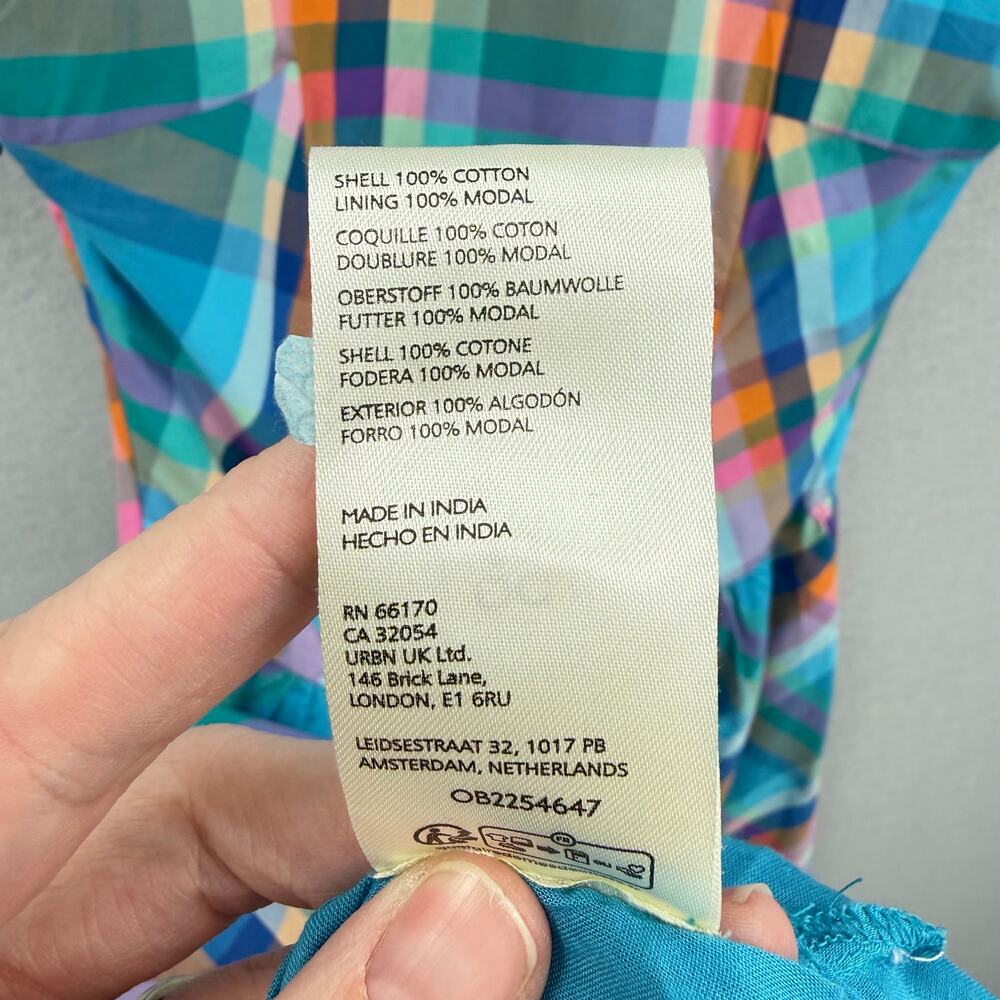 Anthropologie Maeve NEW Sleeveless V-Neck Basque Waist Blue Plaid Midi Dress - Picture 15 of 15